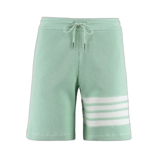 Waffle Knit Shorts With Four-Bar Stripe