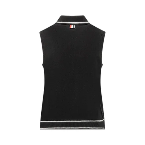 Sleeveless Polo Shirt With Dog And Rose Embroidery