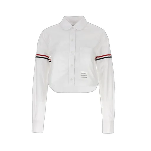 Cropped Button-Up Shirt With Tricolor Stripes