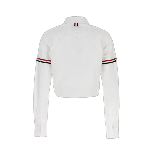 Cropped Button-Up Shirt With Tricolor Stripes