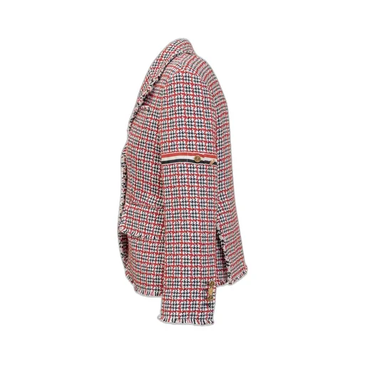 Tweed Blazer With Striped Trim
