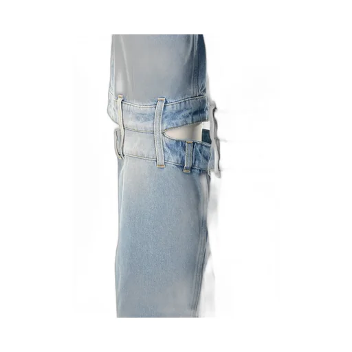 Wide-Leg Denim Jeans With Cut-Out Detail