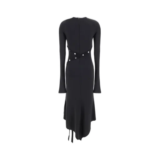 Asymmetric Button-Front Midi Dress