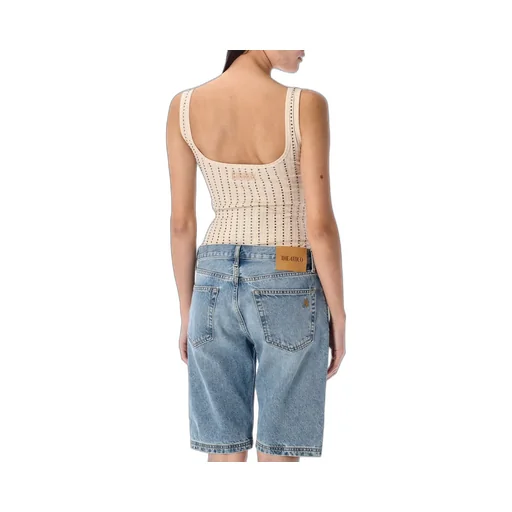 Ribbed Tank Top With Rhinestones