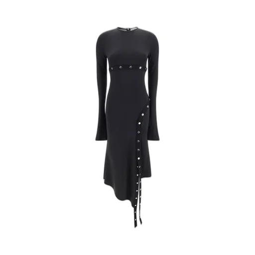 Asymmetric Button-Front Midi Dress