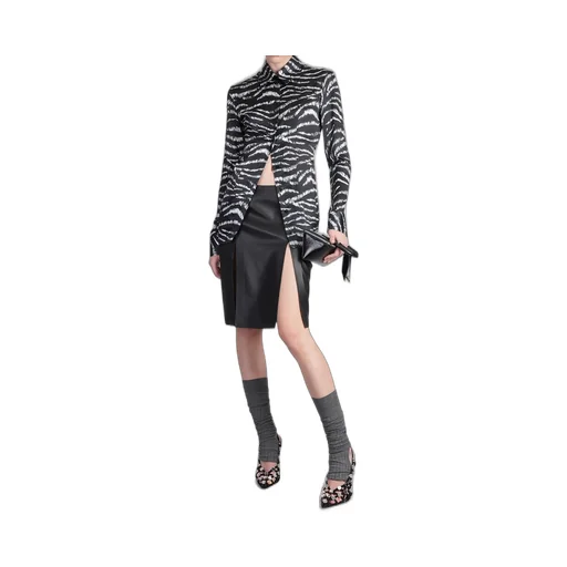 Leather Midi Skirt With Slits