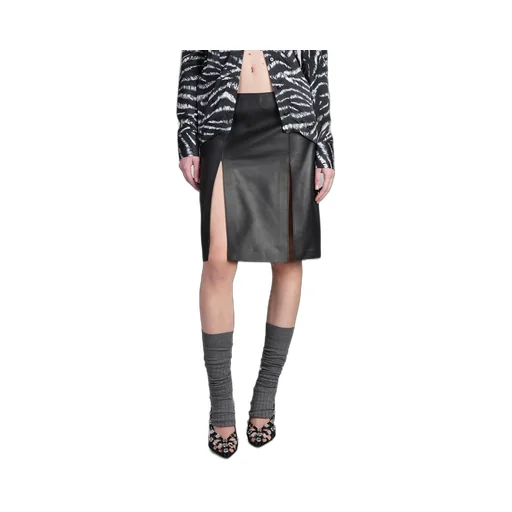 Leather Midi Skirt With Slits