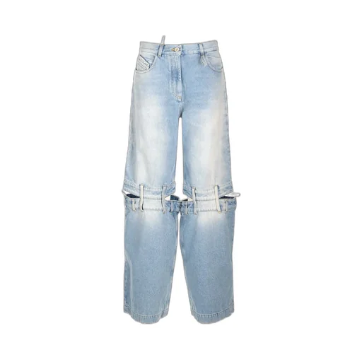 Wide-Leg Denim Jeans With Cut-Out Detail