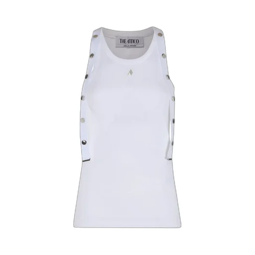 Ribbed Tank Top With Snap Button Detailing