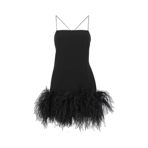 Mini Dress With Feather Trim