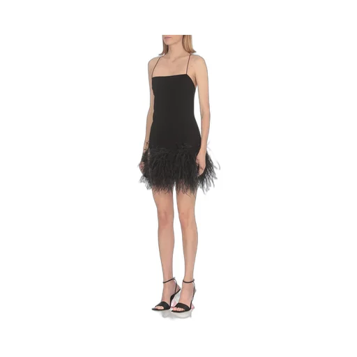 Mini Dress With Feather Trim