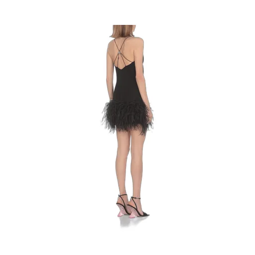 Mini Dress With Feather Trim