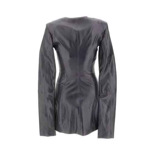 Paneled Leather Mini Dress