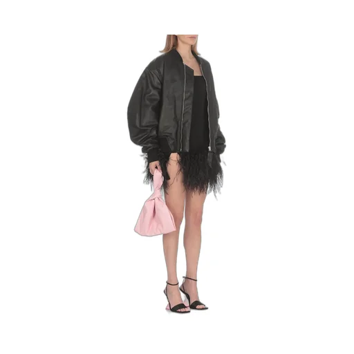 Mini Dress With Feather Trim