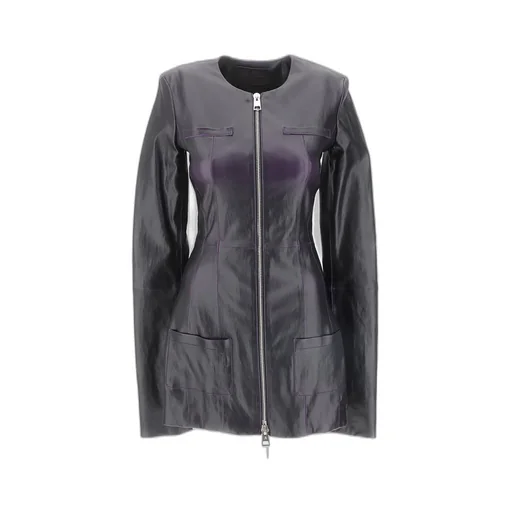 Paneled Leather Mini Dress