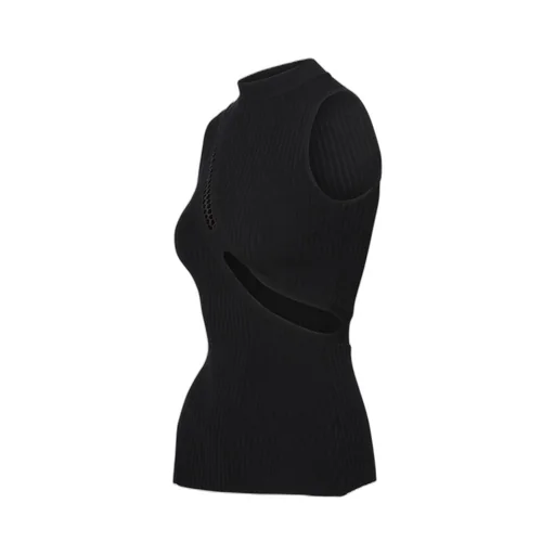 Sleeveless Ribbed Knit Top With Cut-Out Detail