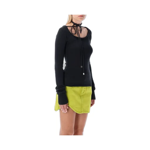 Ribbed Knit Top With Tie Detail
