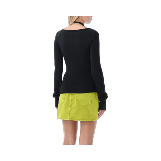 Ribbed Knit Top With Tie Detail