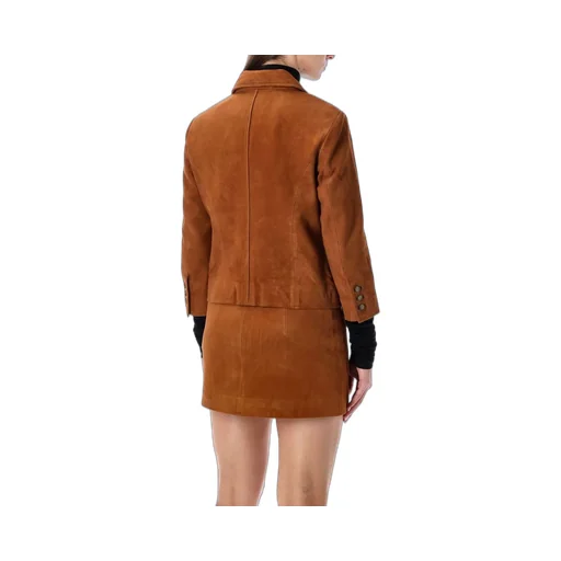 Suede Blazer And Skirt Set