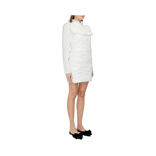 Ruched Mini Dress With Ruffle Collar
