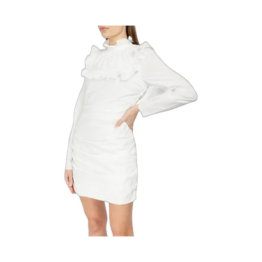 Ruched Mini Dress With Ruffle Collar