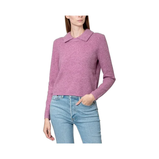 Ribbed Knit Polo Sweater