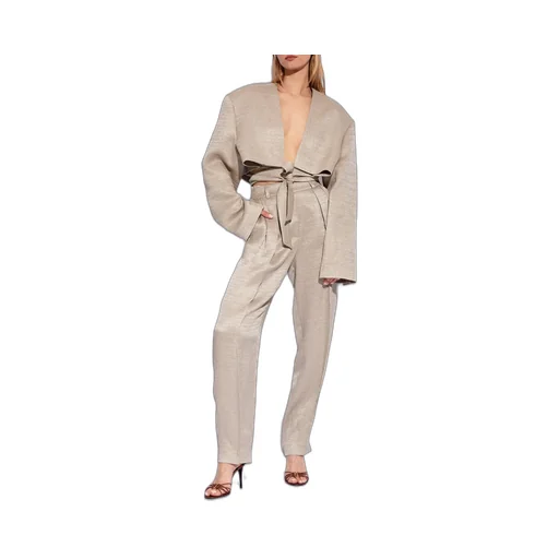 Cropped Tie-Front Jacket