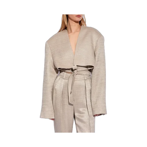 Cropped Tie-Front Jacket