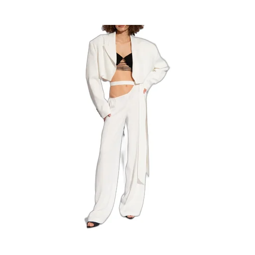 Cropped Blazer And Wide-Leg Pants Set