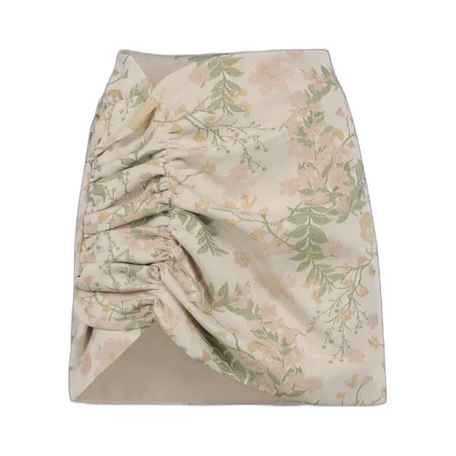 Floral Print Ruched Mini Skirt