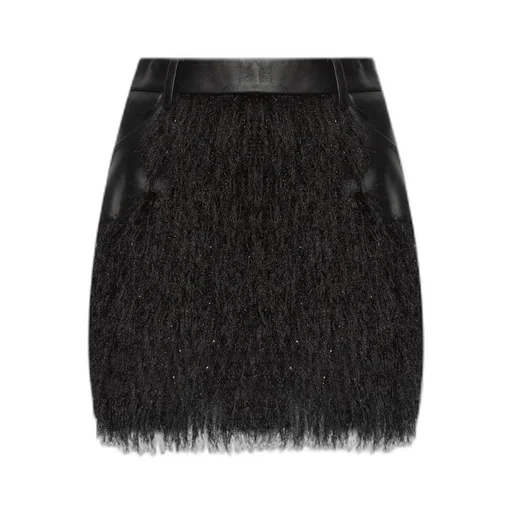 Fringed Leather Mini Skirt