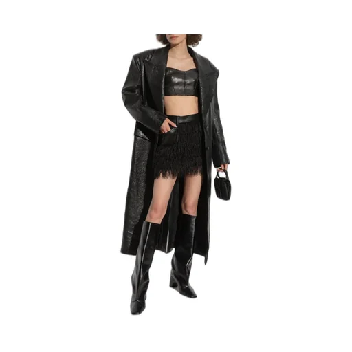 Fringed Leather Mini Skirt