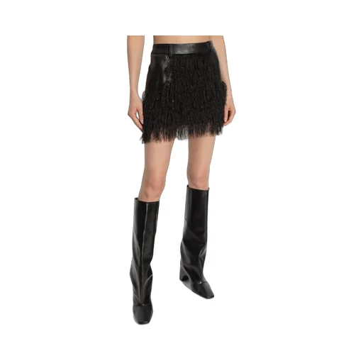 Fringed Leather Mini Skirt