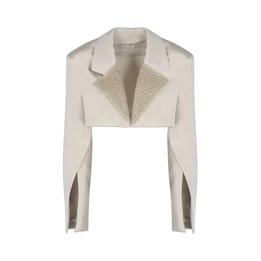 Cropped Blazer With Embellished Lapels