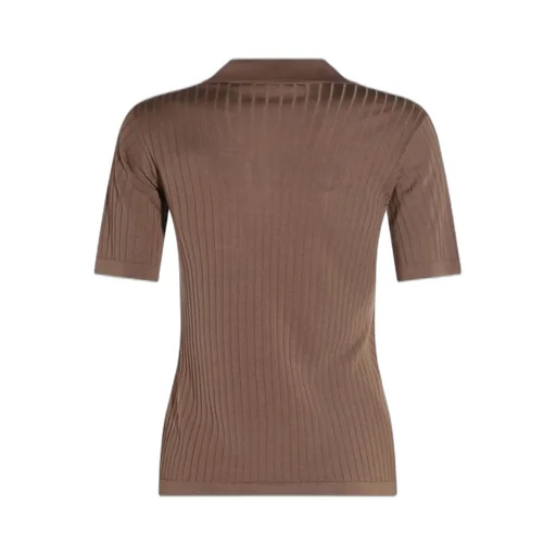 Ribbed Knit Polo Shirt