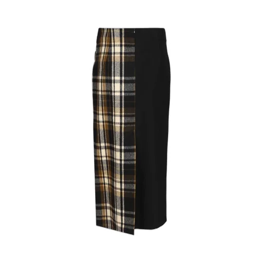 Plaid Panel Maxi Skirt