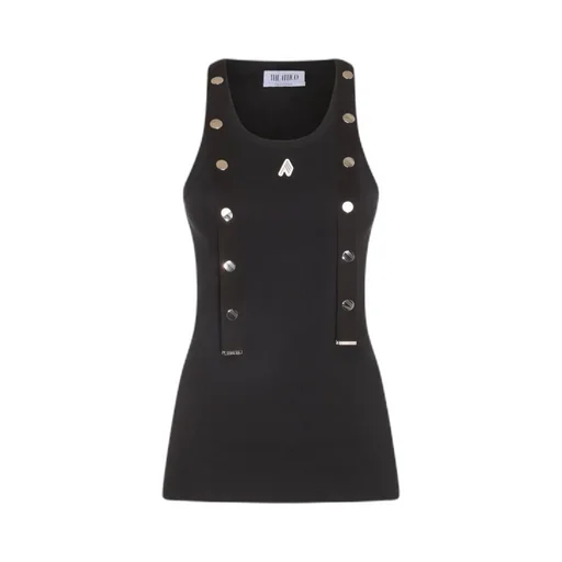 Ribbed Tank Top With Stud Detailing