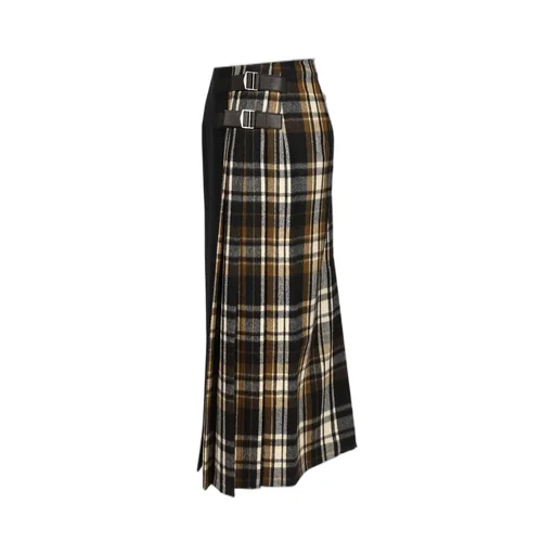 Plaid Panel Maxi Skirt