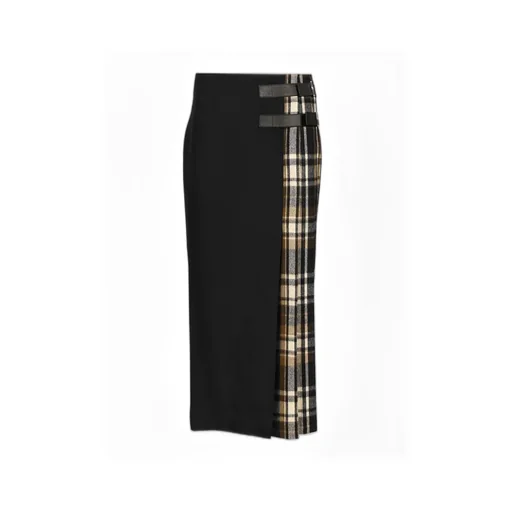 Plaid Panel Maxi Skirt