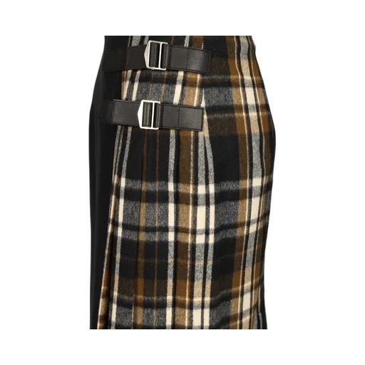 Plaid Panel Maxi Skirt