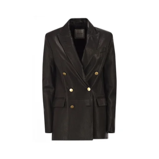 Double-Breasted Leather Blazer