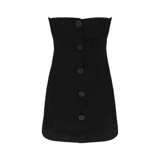 Strapless Button-Front Mini Dress