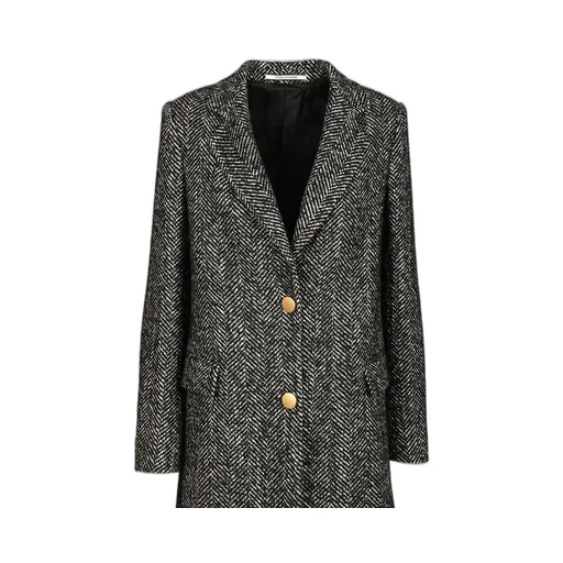 Herringbone Wool Blend Coat