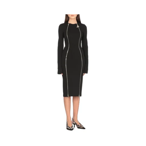 Zipper Detail Midi Dress