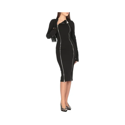 Zipper Detail Midi Dress