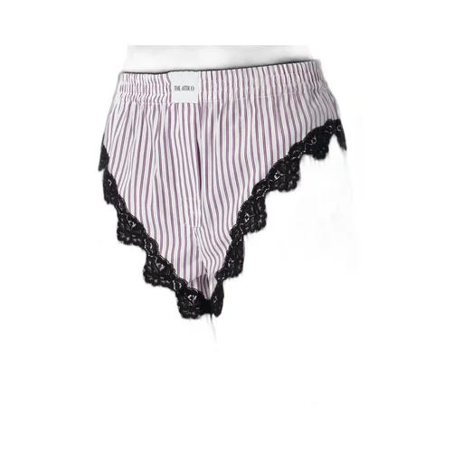 Striped Boxer Shorts With Lace Trim