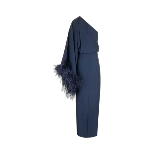 One-Shoulder Dress With Feather Trim