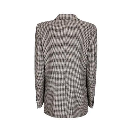 Double-Breasted Houndstooth Blazer