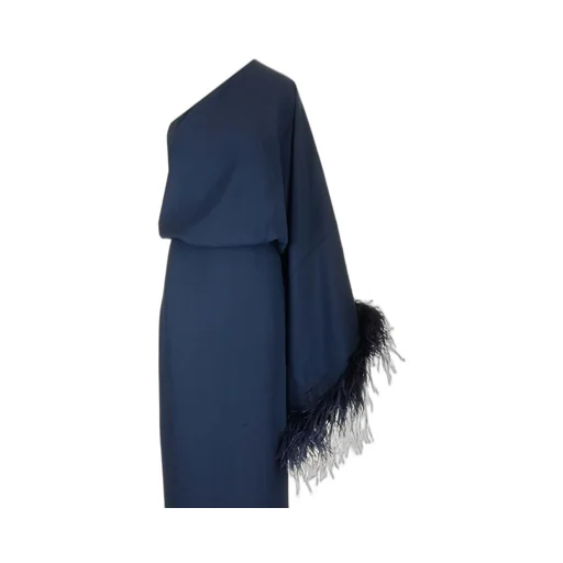 One-Shoulder Dress With Feather Trim