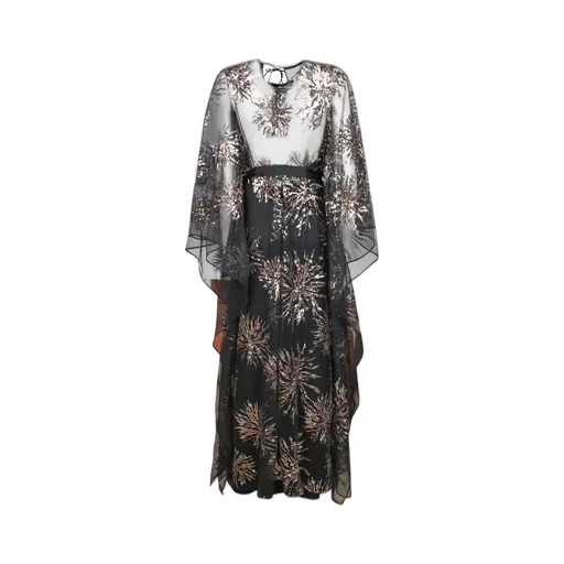 Sequined Tulle Gown With Cape